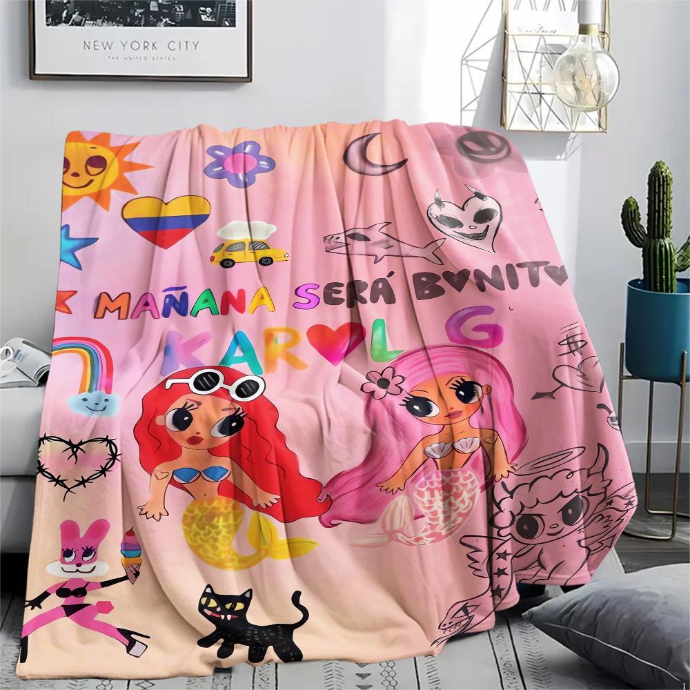 1Pc Karol G Print Flannel Blanket, High Quality Comfortable for All Seasons, Home Decor, Warmth and Comfort, Perfect for Gifts
