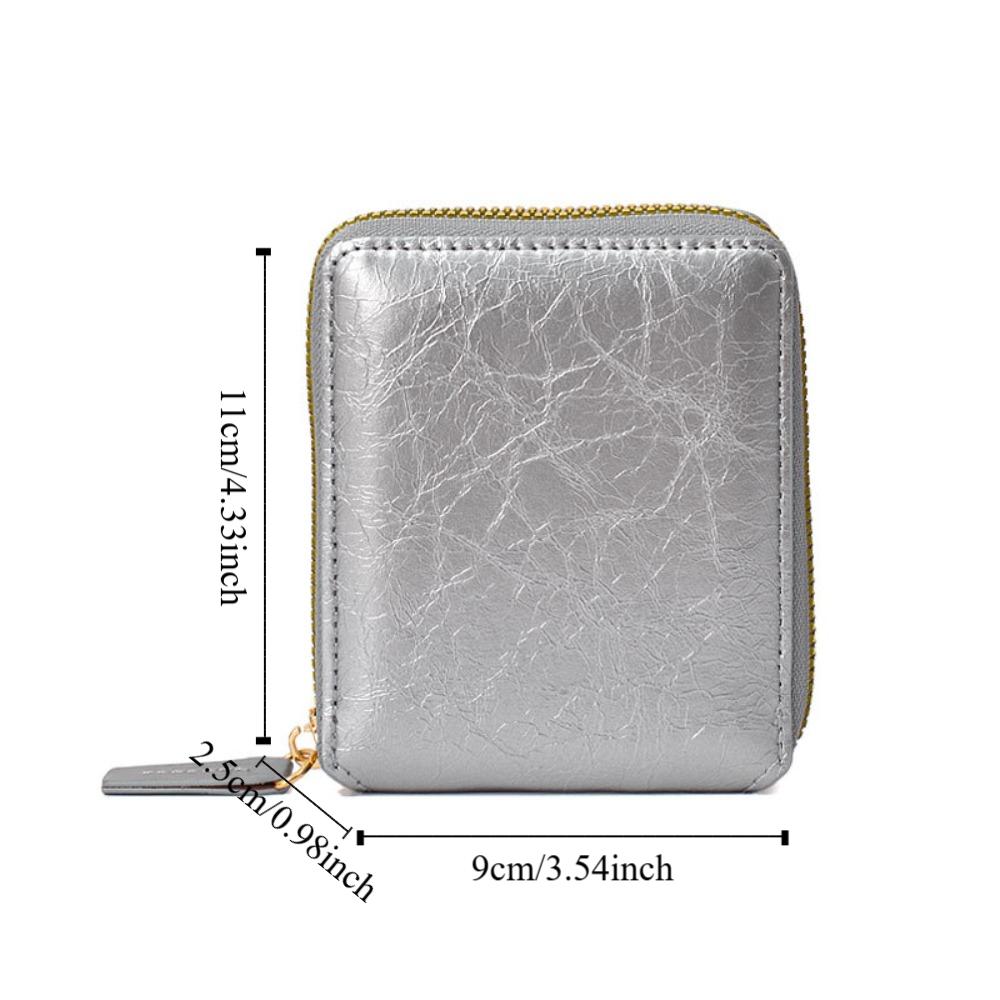 Solid Color PU Zipper Wallet Korean Style Card Holder Portable Solid Color Coin Purse  Outdoor