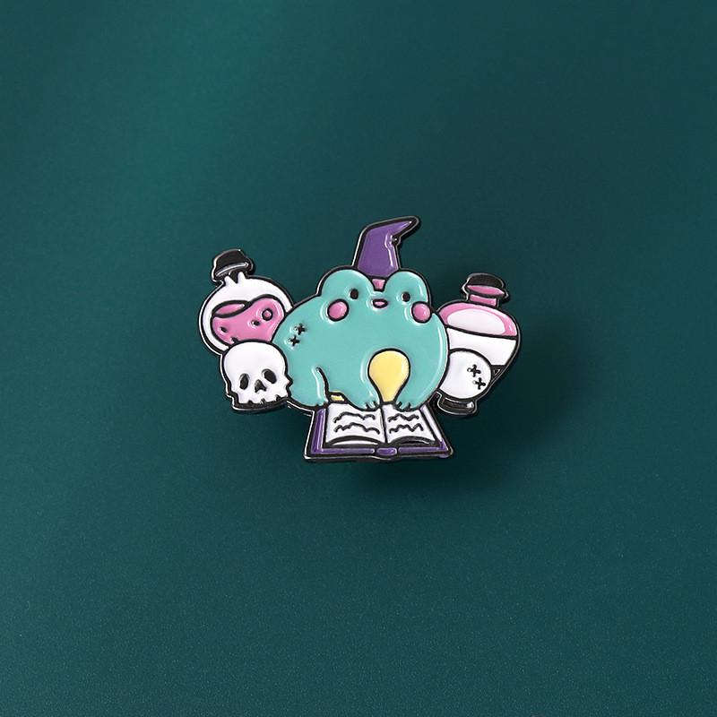 Cute Frog Character Alloy Pin Creative Chemistry Potion Bottle Fashionable Badge