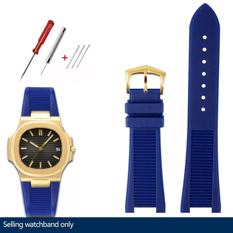 25*13mm Silicone Rubber Watchband For Pa-tek Philippe Nautilus Series 5711/5712/5980 Waterproof Sports Strap Bracelet Brown Blue