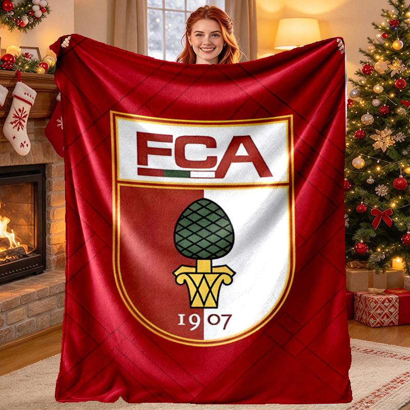 FC Augsburg Pattern Blanket for Home Decoration, Bed, Sofa, Car Travel, Camping, Suitable for All Seasons, Birthday Christmas Gift
