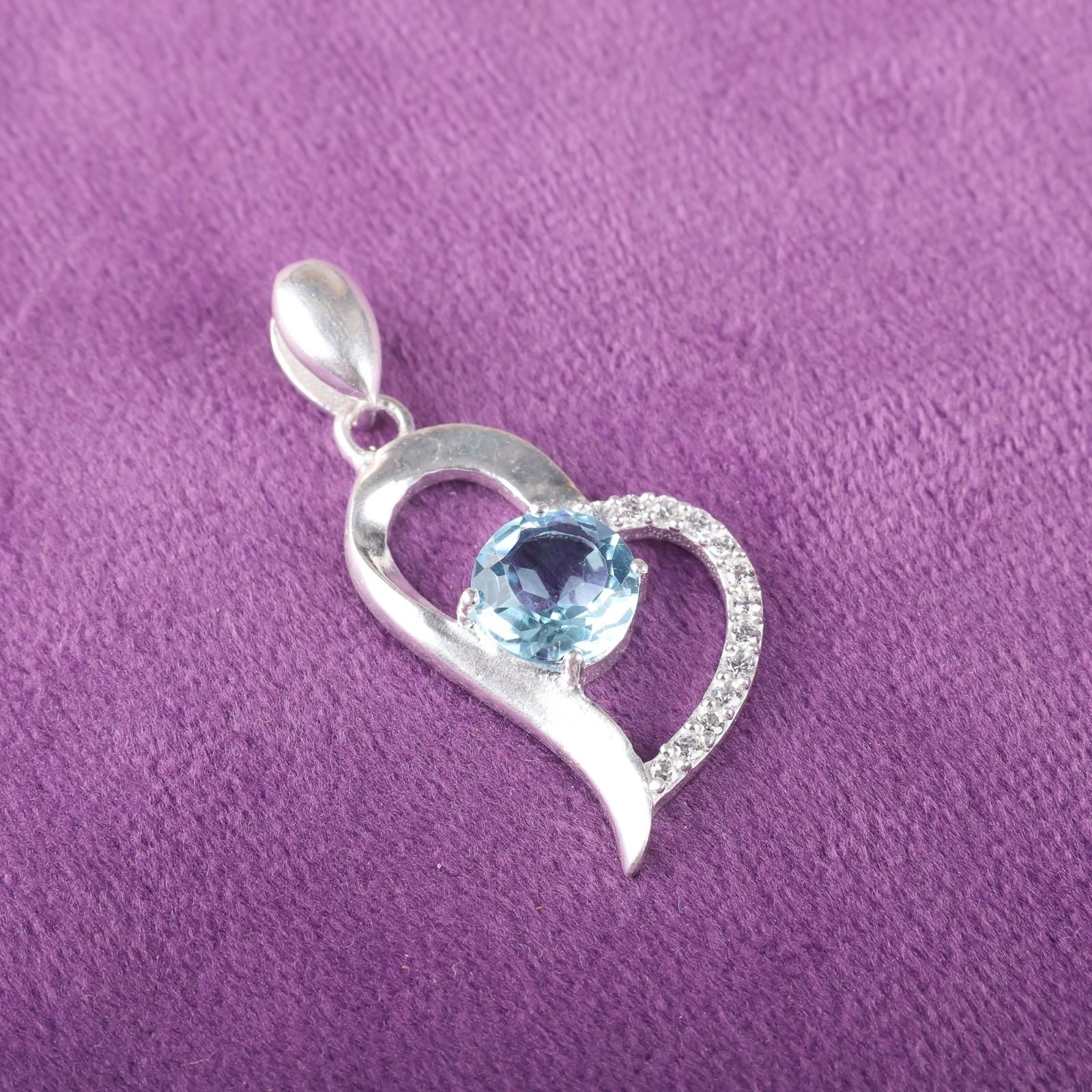 

Sky Blue Topaz Gemstone 925 Sterling Silver Jewelry Zircon Pendant 1.37 For Her CZP-5-2