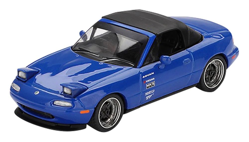 Sunrich MINI GT Scale Mazda Miata Tuning Dark Blue Finished Model 1/64 MX-5 (NA) Version, (Right-Hand Drive), MGT01069-R