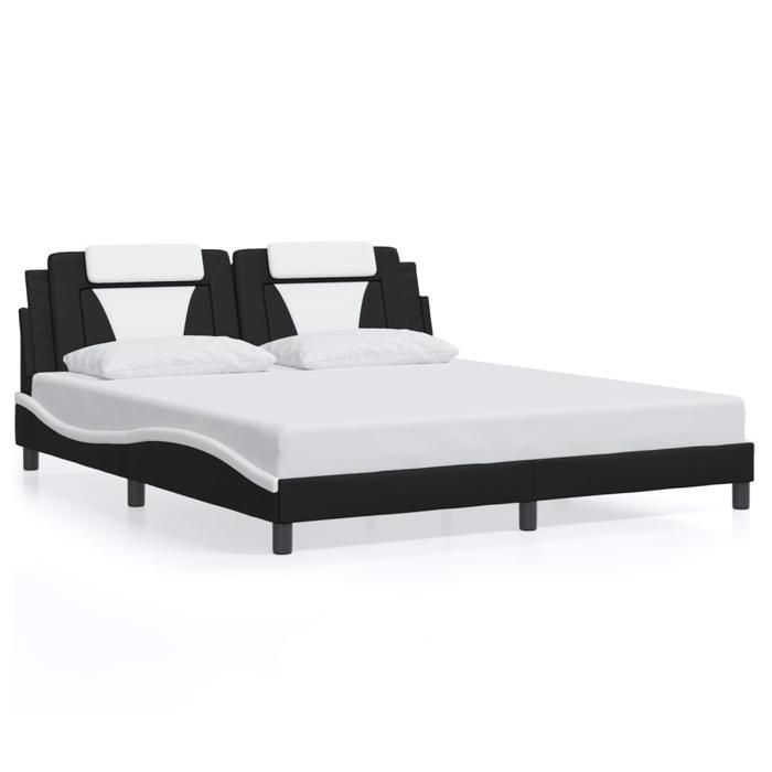 VidaXL Viana Bed Frames Without Mattress, Upholstered Bed with Cushion, Double Bed, Adult Bedroom Bed, Modern, Black and White 3208115
