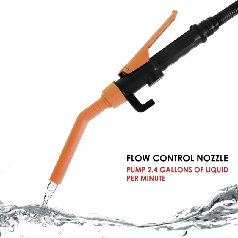 Multipurpose Battery Operated Transfer Pump For Quick Fueling, 2.4 GPM, With Suction Hose For Outdoor & Emergencies Need