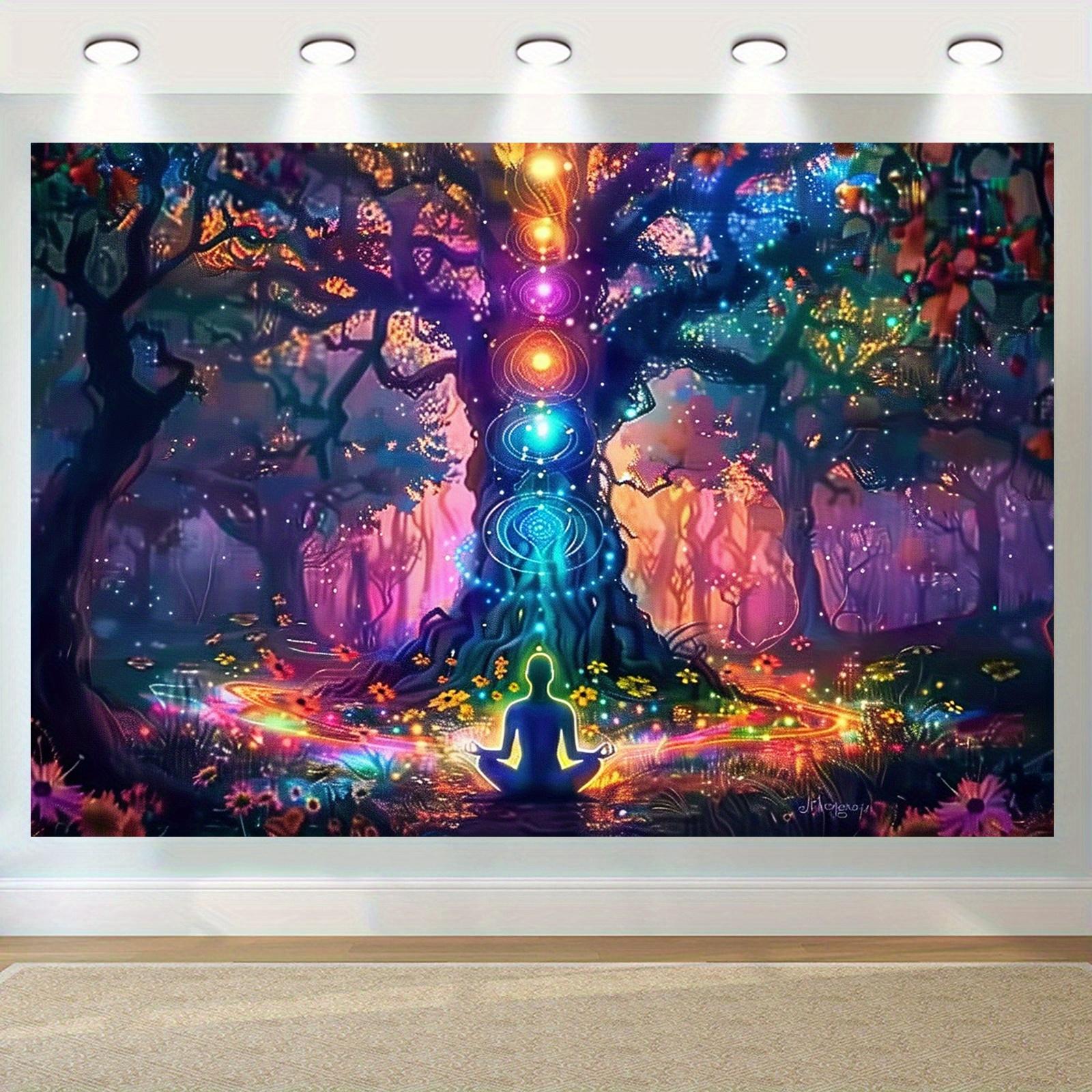

VIKAMA Colorful Chakra Energy Tree Tapestry Immersive Meditation Healing Space Bedroom Soul Corner Atmosphere Decoration 74x94cm(29x37in)