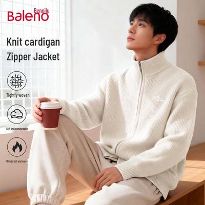 Baleno Herren Strick-Cardigan mit Stehkragen
