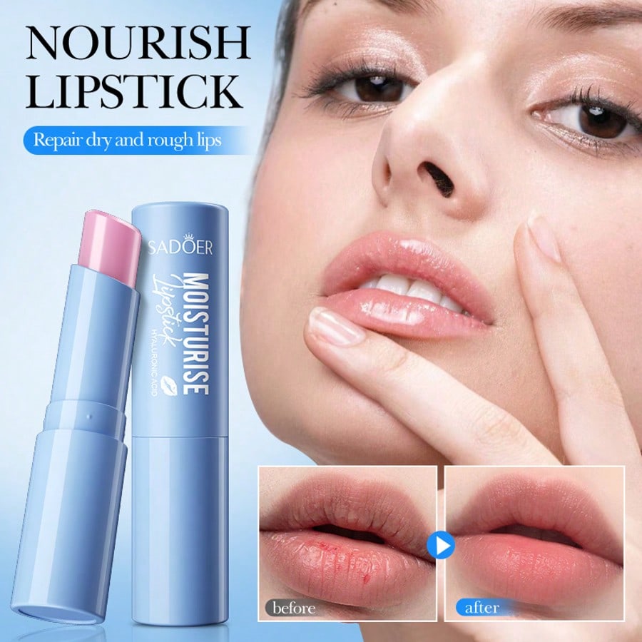 1PC Deep Moisturizing Hyaluronic Lipstick Hyaluronic Acid Lipstick, Glossy Finish, Hypoallergenic, D