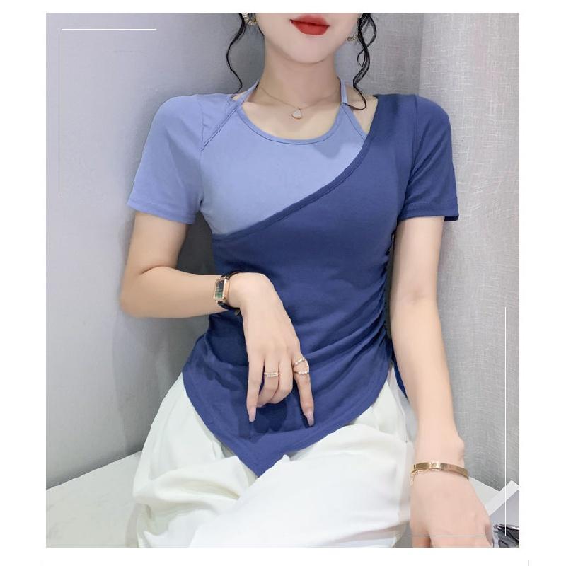 Top cu mâneci scurte cu design șic Versatil în stil de nișă