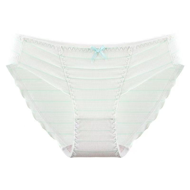 Girl Spring and Summer Sexy Lovely Stripe Thread Pure Cotton Crotch Low Waist Triangle Briefs