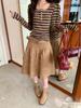 Women's Trendy Slim-Fit Striped Long-Sleeve T-Shirt for Autumn/Winter - Versatile Casual Inner Wear with Round Neck