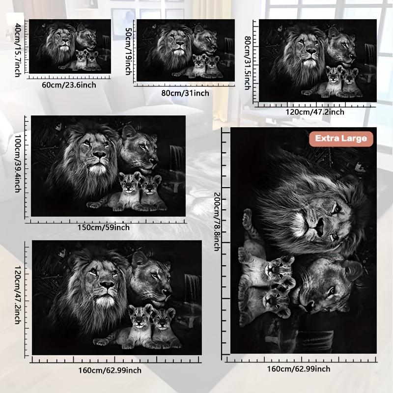 1pc Wild Lion Print Area Rug, Anti-fading Throw Carpet, Washable Tapestry, Mat For Living Room Bedroom Nursery Room Outdoors Pat