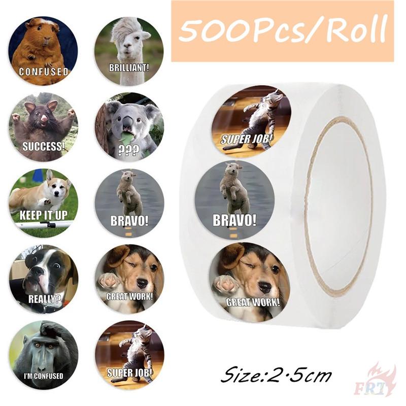 

500 шт./рулон забавные животные эмодзи и вдохновляющие слова детские награды наклейки - DIY скрапбукинг альбом декор запечатывание этикетки наклейки