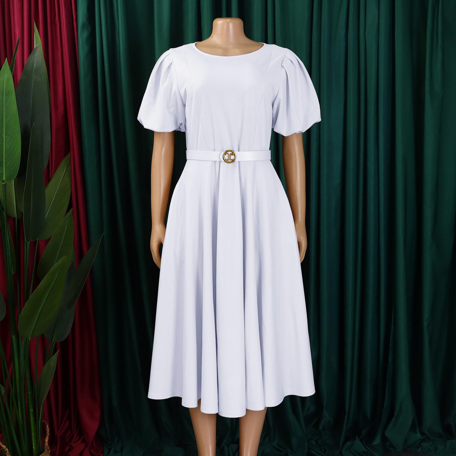 

Летняя женская мода Bubble Temperament Платья с большим подолом и высокой талией XXXL