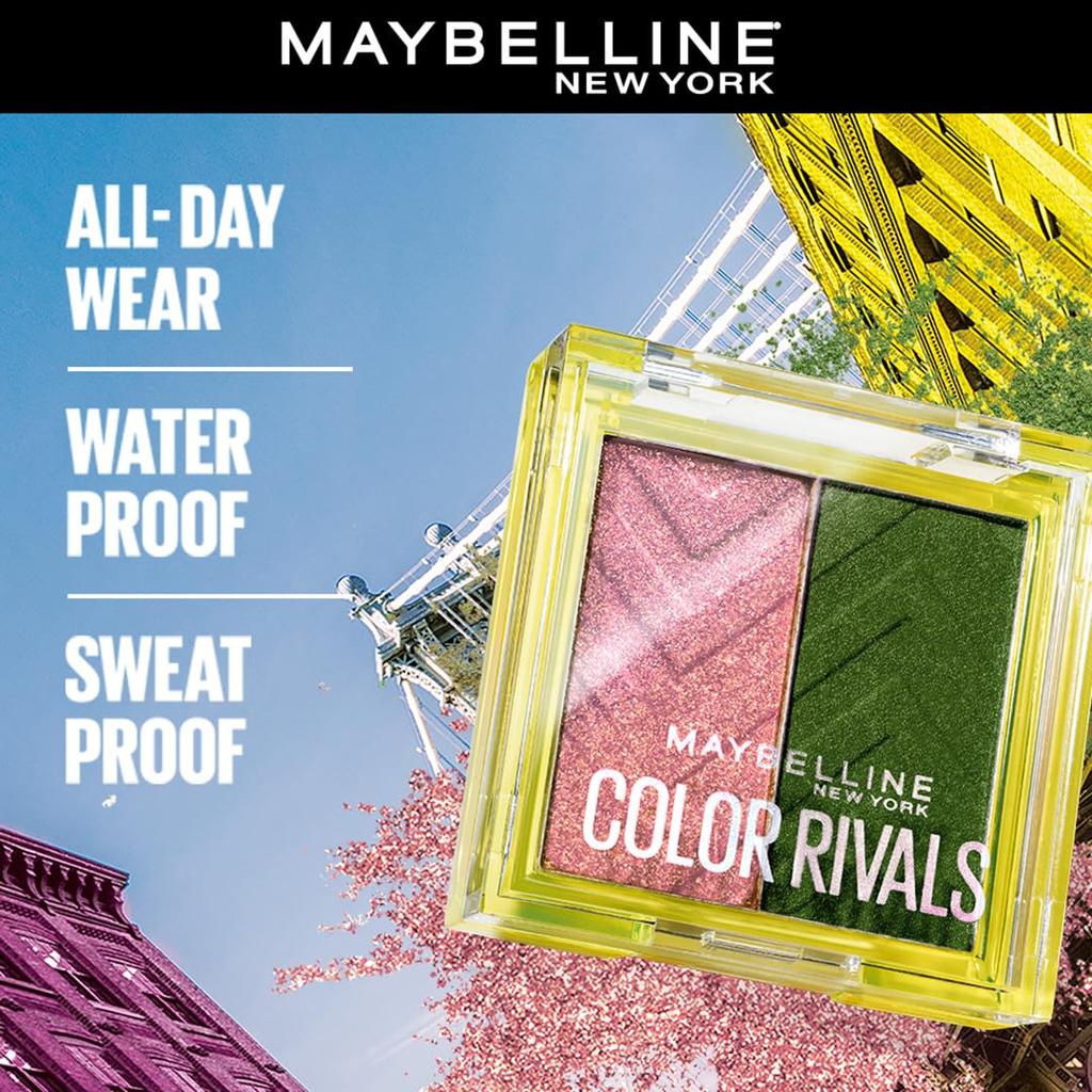 Maybelline New York Color Rivals Pigmented Eyeshadow Palette 3g Long Lasting Waterproof Matte Shimmer Duo Urban X Wild