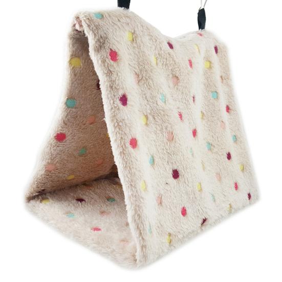 Pet Bird Parrot Winter Warm Soft Dot Plush Hanging Sleep Bed Nests Cage Hammock
