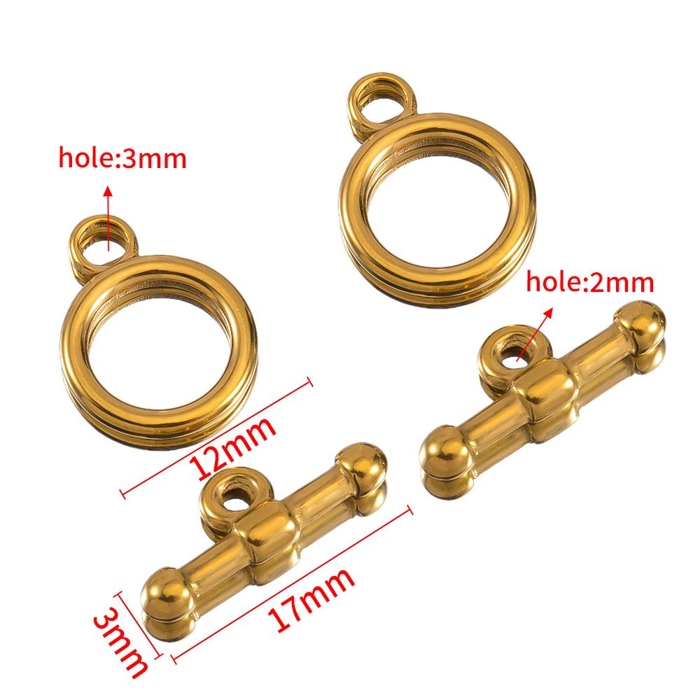 3setst Stainless Steel Embossed OT Toggle Clasp Hook Circle Rings Connectors DIY Necklaces Bracelets Accessories Jewelry Making