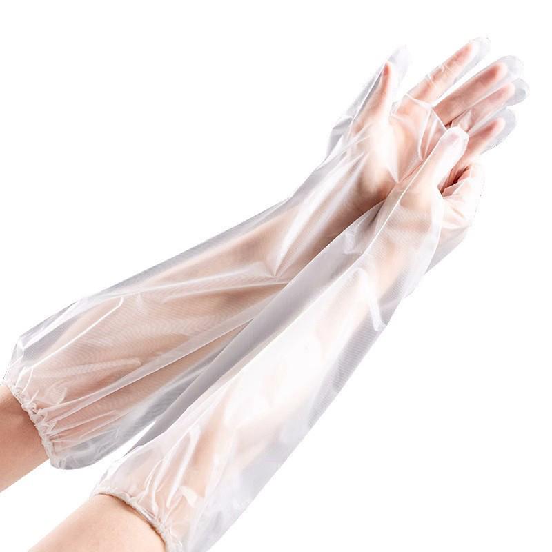 Thickened Waterproof Disposable Arm Protector Gloves with Extended Elastic Cuffs for Kitchen and Dishwashing Use