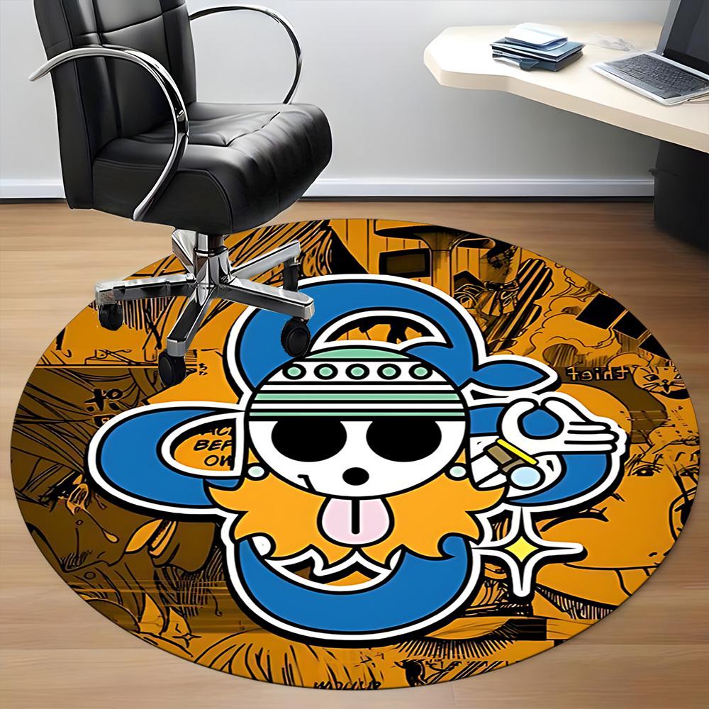 1 pezzo One Piece Monkey D. Tappeto Rotondo Ufficio Luffy, Sotto Sedie da Ufficio Camera da Letto Soggiorno Decorazione Casa a1022159