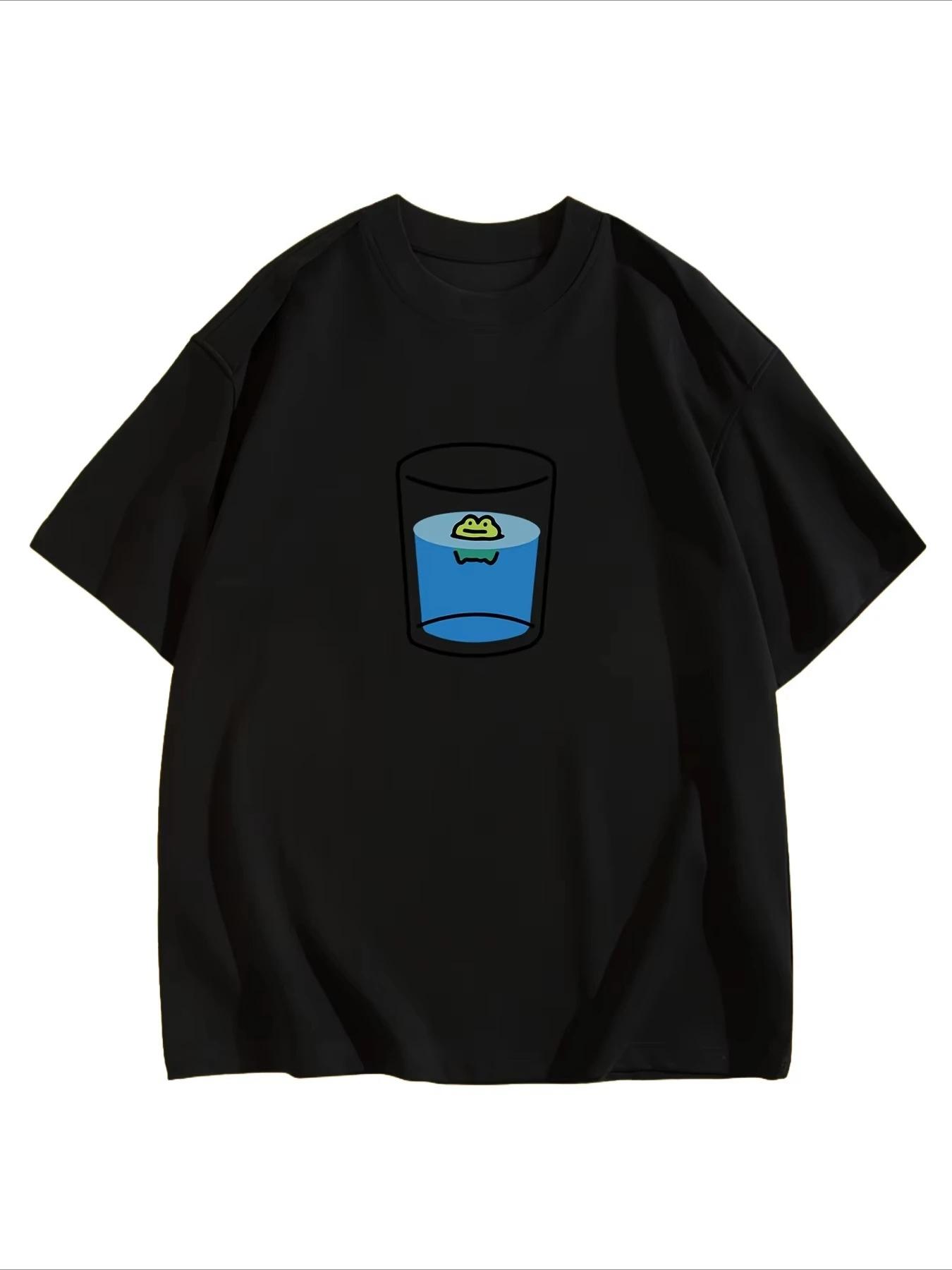 

New T-shirts Cartoon Frog Pattern Printed T Shirt Short Sleeve Round Women Popular Fashion Tee Comfortable Short Sleeve Cloth... 5XL різнокольоровий