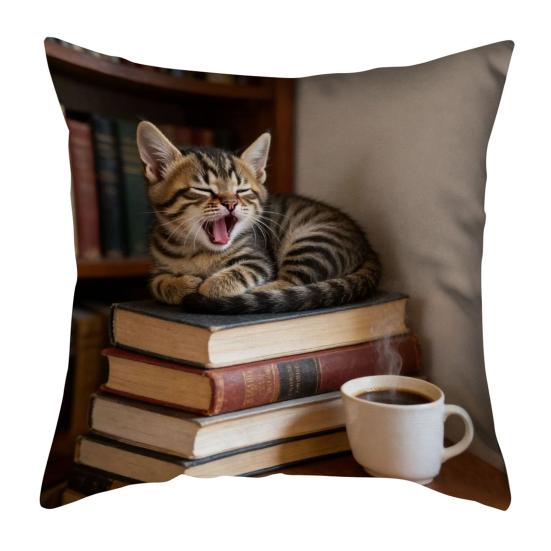 Realistyczna poszewka na poduszkę z kotem 18x18 cali Wzór kota Poszewka na poduszkę dekoracyjną Urocza poszewka na poduszkę z kotkiem do dekoracji domu Kanapy Sofy Salonu Sypialni