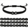 Trendy Black 26 Letter Braided Bracelet Handmade Adjustable Rope Woven Wristband Wrist Jewelry Accessories Couple Gift