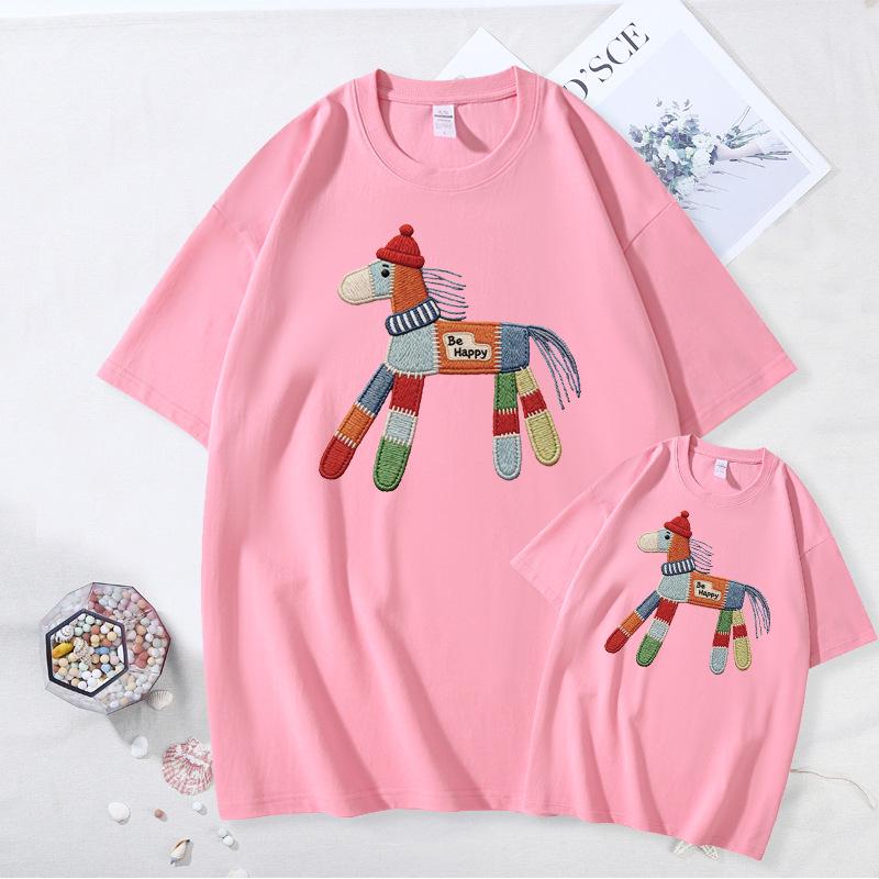 2026 Year of the Horse Red T-Shirt - Unisex Cotton Short Sleeve for Family Photos & New Year Greetings