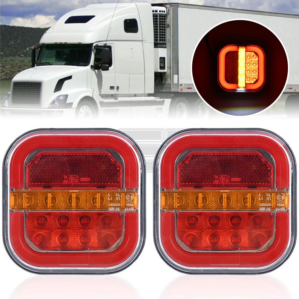 

2PCS 4 Inch 12V 24V LED Tail Light License Plate Flowing Turn Signal Blinker Brake Stop Driving Reverse Lamp Truck Trailer Van