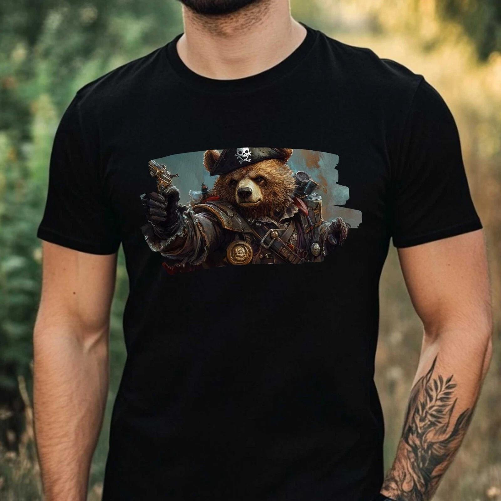 T-Shirt Herren Piraten Bär Motiv Baumwolle Größe XS bis 5XL XL