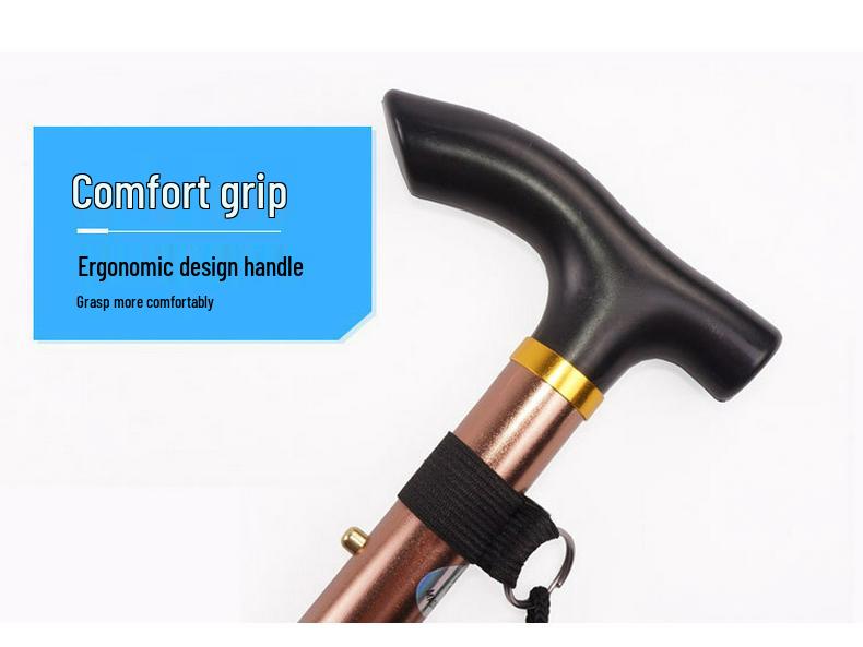 Outdoor Folding Telescopic Trekking Pole - Five-Section Walking Stick for Elderly