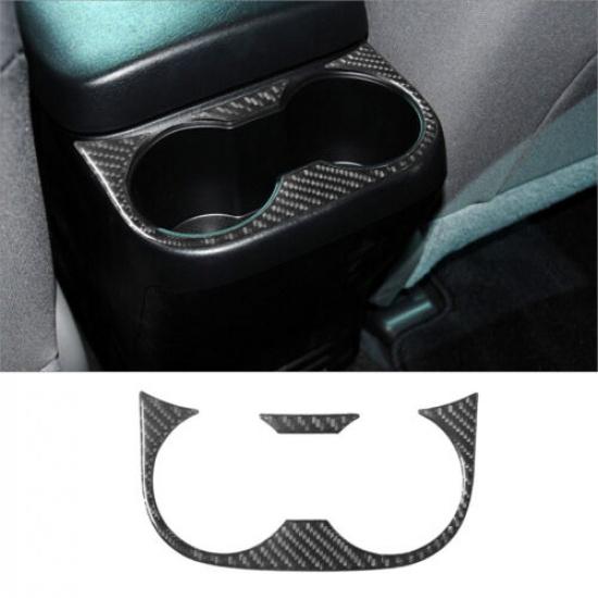 2Pcs Carbon Fiber Interior Rear Center Cupholder Cover Trim For Toyota Tacoma