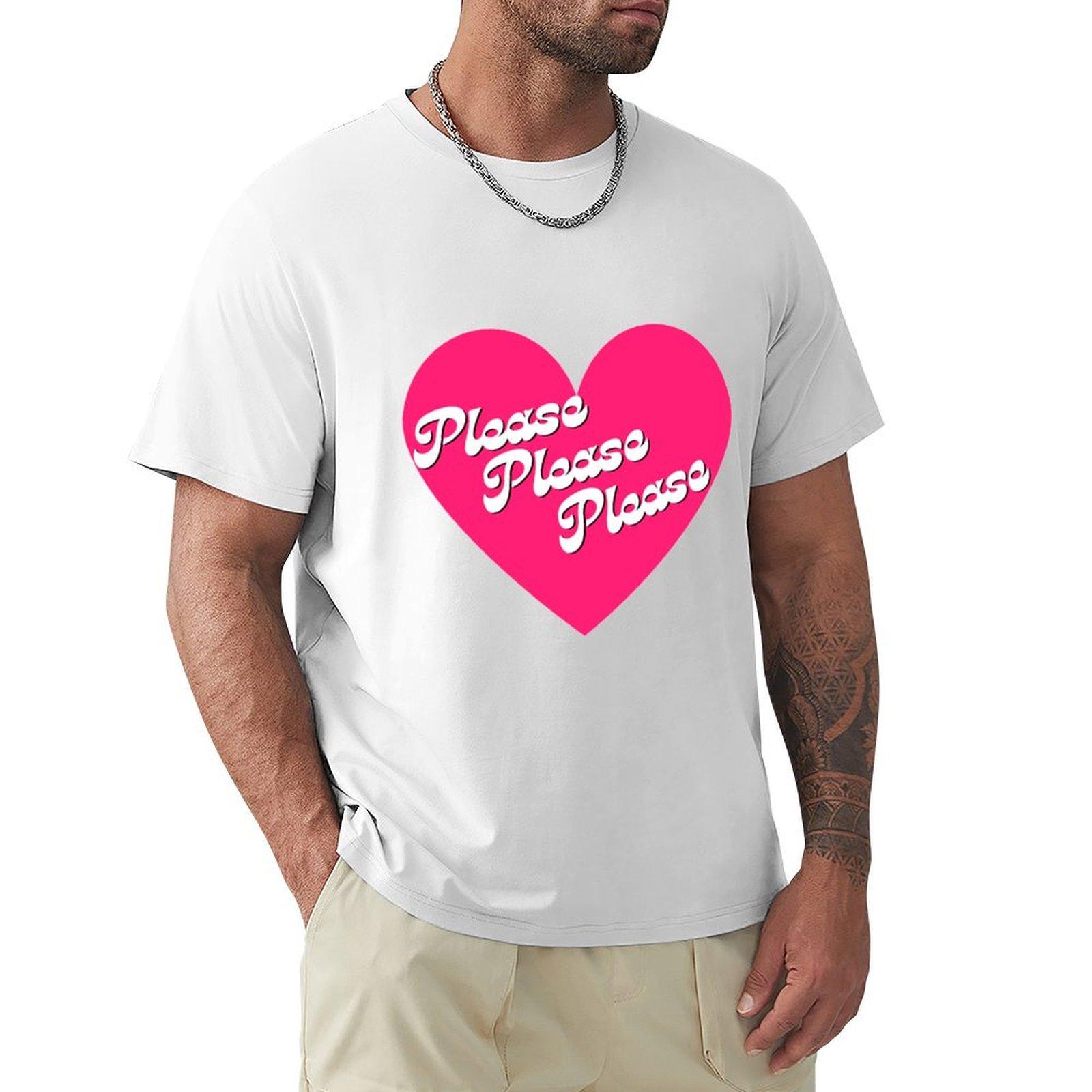 Please Please Please Pink Heart Quote TShirt graphic tee shirt oversized graphic tee fruit of the loom mens t shirts S