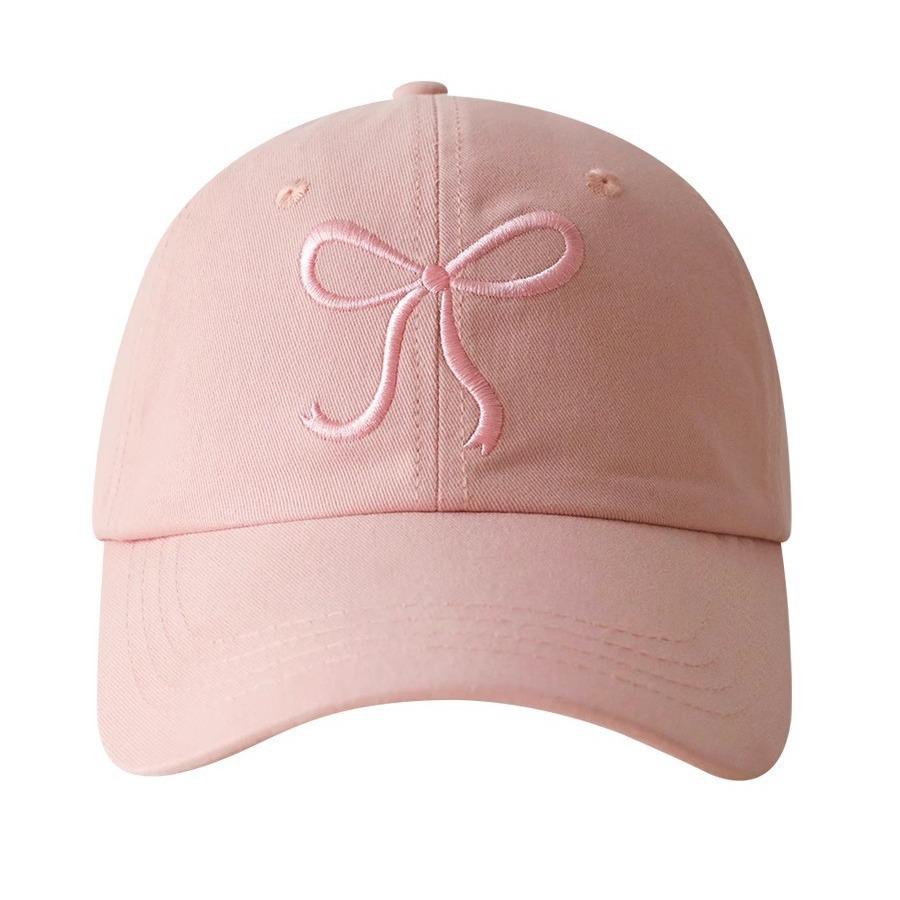 Korean Style Pink Bow Baseball Cap for Girls - Cute, Sweet, Versatile, Soft Crown, Peaked Hat