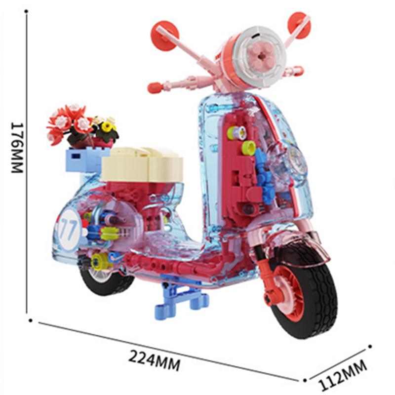 DIY Cute Lighting Machinery Little Sheep Electric Vehicle Motorcycle Retro Building Blocks Classic Model Bricks Sets Toys