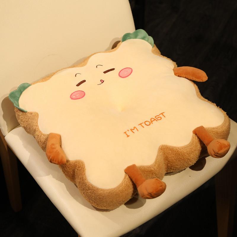 Chair Toast Cartoon Cushion With Soft Plush Material For Decor Home