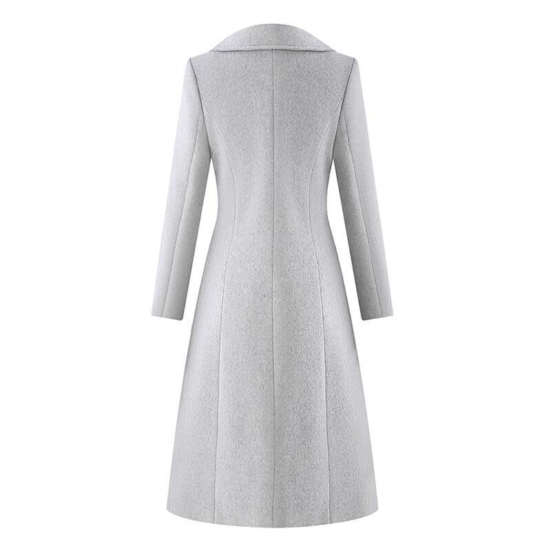 Trotman Women's Grey Double-breasted Wool Blend Professional Coat