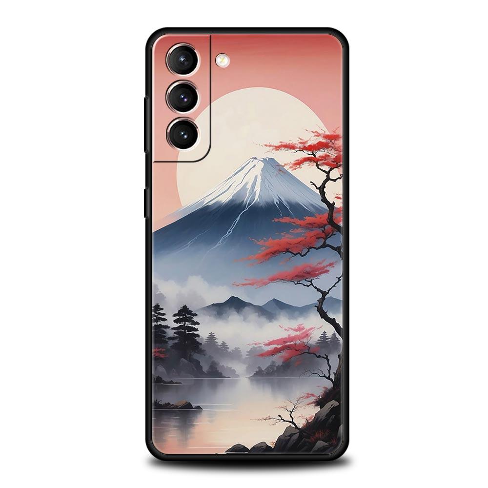 Japan Mount Fuji Painting Cherry blossom Phone Case For Samsung Galaxy S26 Ultra S25 Plus S24 FE S23 S22 5G S21 S20 Cover Soft