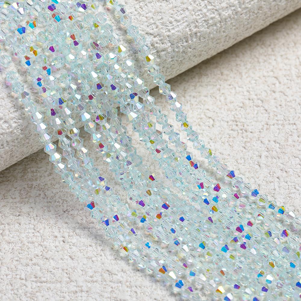 1 Strip 4mm Shiny Crystal Beads Bicone Beads 80pcs Glass Beads Loose Spacer Beads for Bracelet DIY Jewelry Making