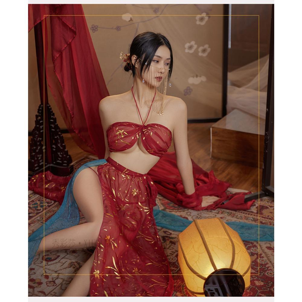 Sexy Underwear Seduces Hanfu Pure Desire Pajamas Women's Small Breasts Sexy Nightgown Antique Large Size Uniform Sao Passion Suit