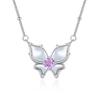 S925 Sterling Silver Butterfly Necklace, Inlaid Natural Crystal, Multi-color Optional, Elegant Clavicle Chain Jewelry for Women, Gift for Girlfriend