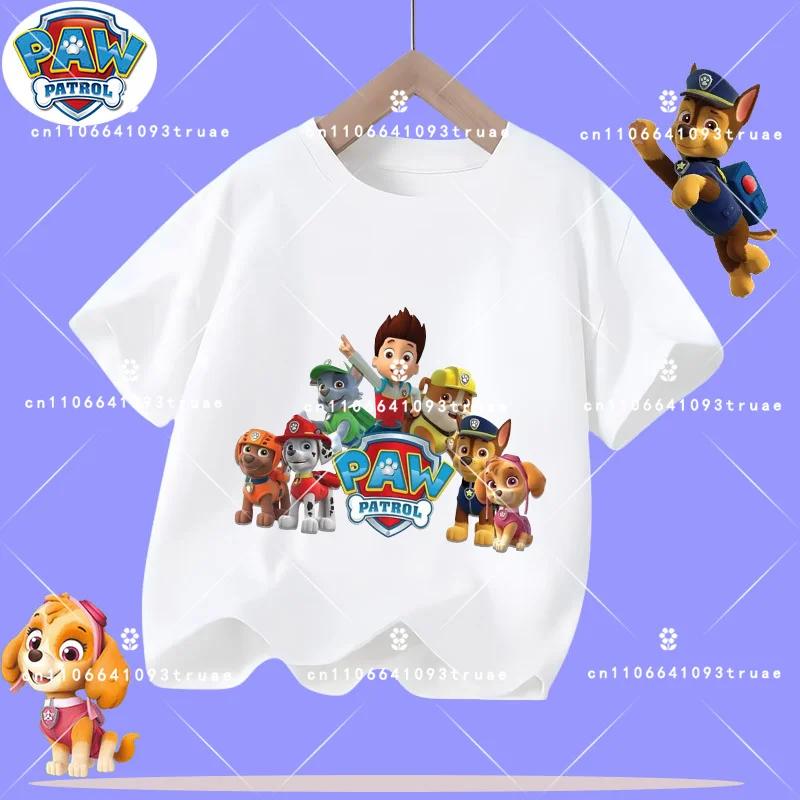 2026 Summer T-Shirt Cartoon Print Paw Patrol Children's Short Sleeve Boys' Sports Shirt Girls' Casual Top Cartoon Print