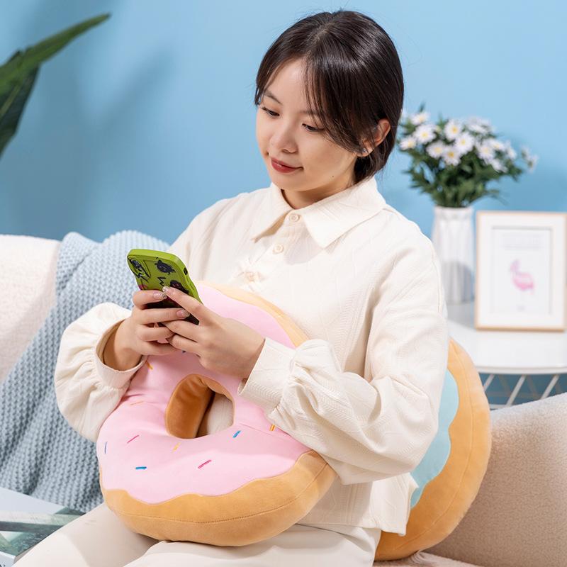 Simulated Donut Plush Pillows Office Backrest Cushion Sofa Cushion Birthday Gifts Bread Plush Toys Sleeping Pillow Doll