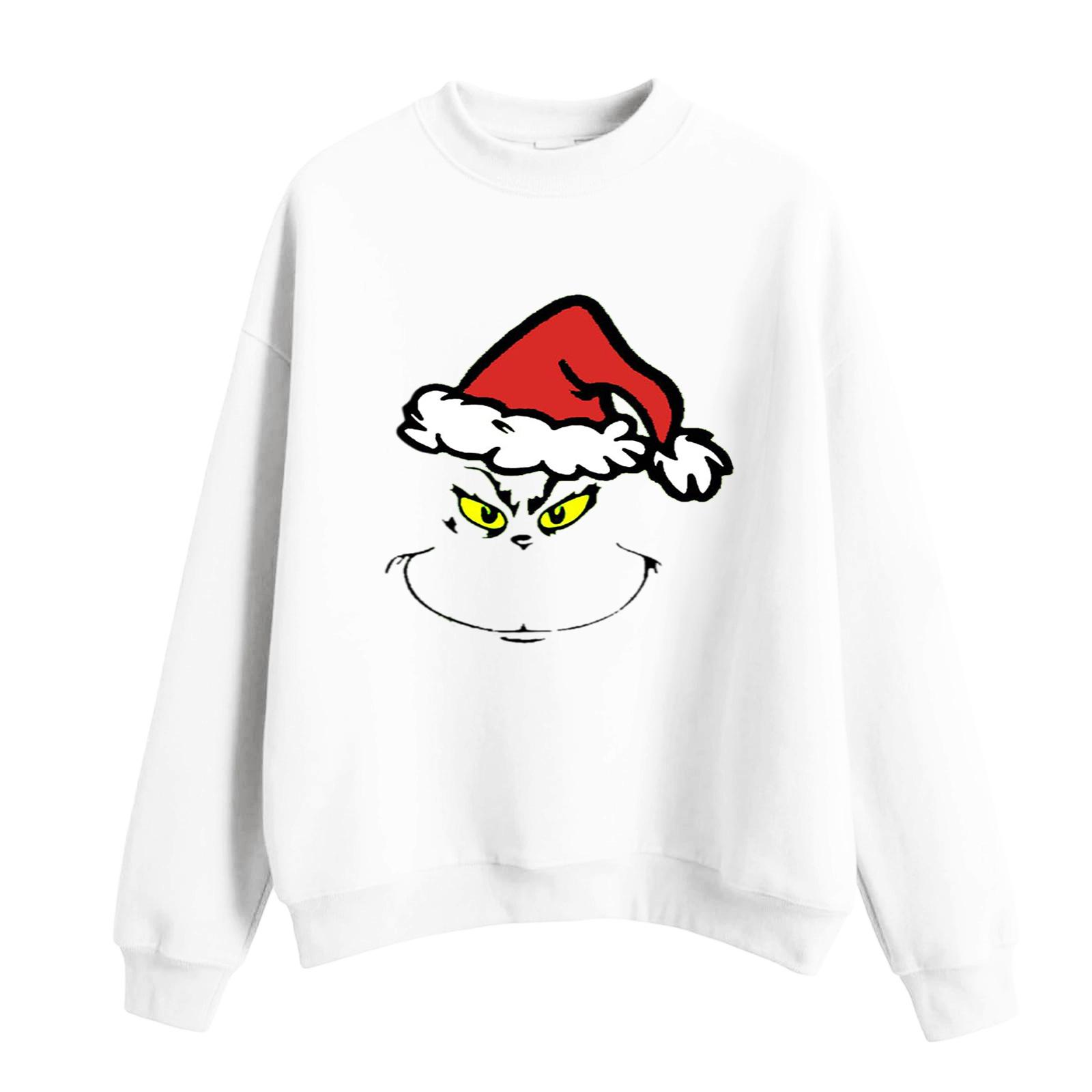 

Женский модный повседневный свитшот с круглым вырезом и длинными рукавами с рождественским принтом M белый