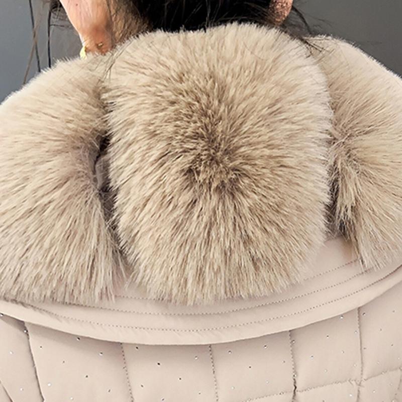 Móda nadměrné velikosti L-4XL Dámské zimní kabáty s páskem Velký límec z umělé kožešiny Dlouhé parky s kapucí Volné Silné Dámské bundy