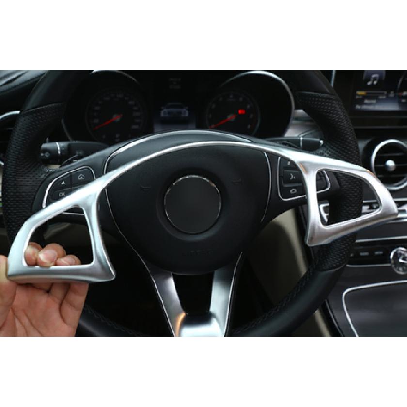 For 2016- Mercedes-Benz GLC Silver ABS Steering Wheel Decor Cover Trim 1PCS