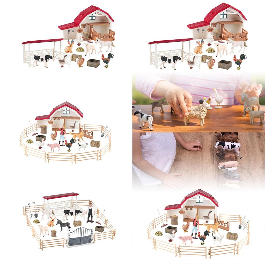 Farm Animal Figures Toys Animal Model, Includes Fence Learning Toy Set, Farm Figurines Playset for Boys Girls, Kids 3-7 Year Old