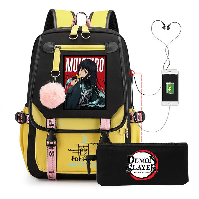 

Casual Korean version of schoolbag ghost extermination animation two-dimensional trend boys and girls USB backpack two-piece set No specification