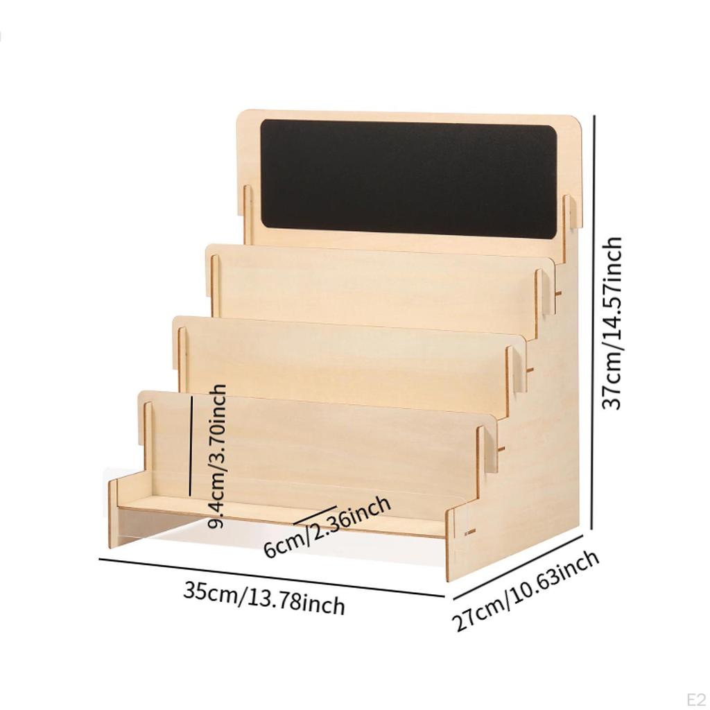 Greeting Card Display Stand, Holder 4 Layer Wood Shelf Poster Organizer for Photo Table