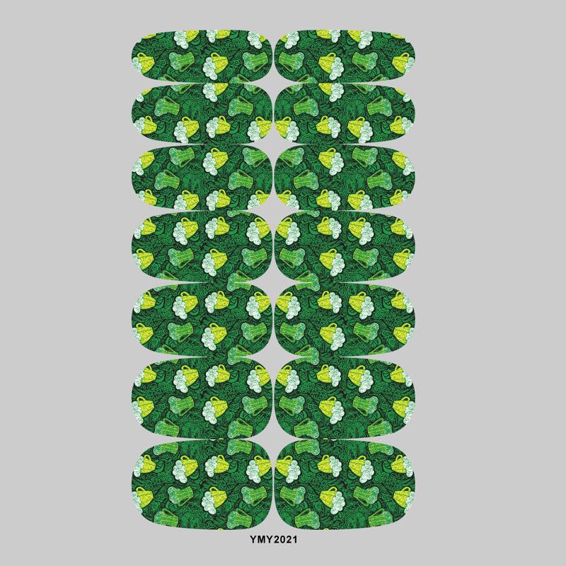 St. Patrick s Day Waterproof Green Nail Stickers (YMY2021-2032)