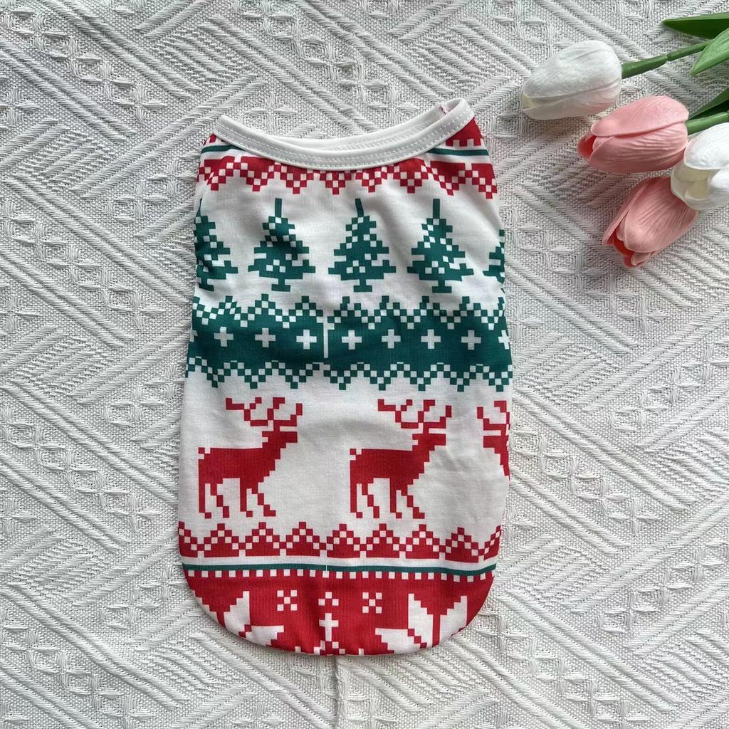 Summer Christmas Vest Pet Dog Dog Cat Thin Breathable Teddy Bigbear Small Dog Pet Clothing
